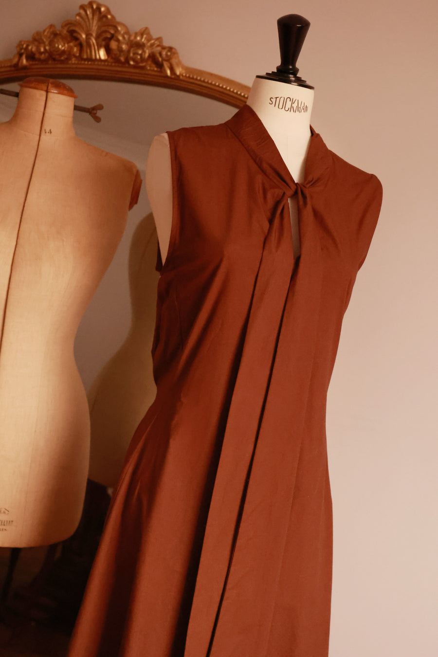 Brown Tailored Tie Dress