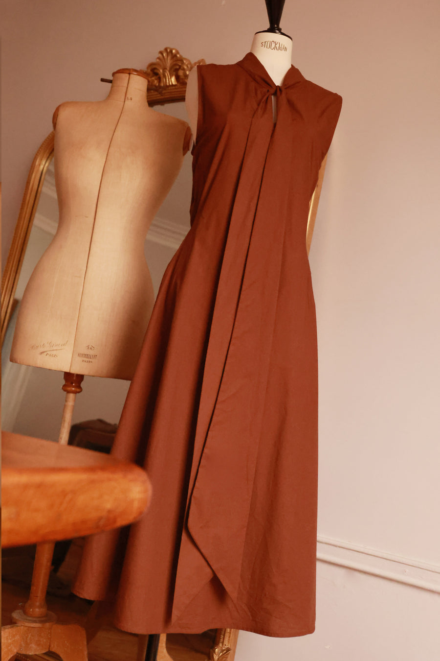 Brown Tailored Tie Dress