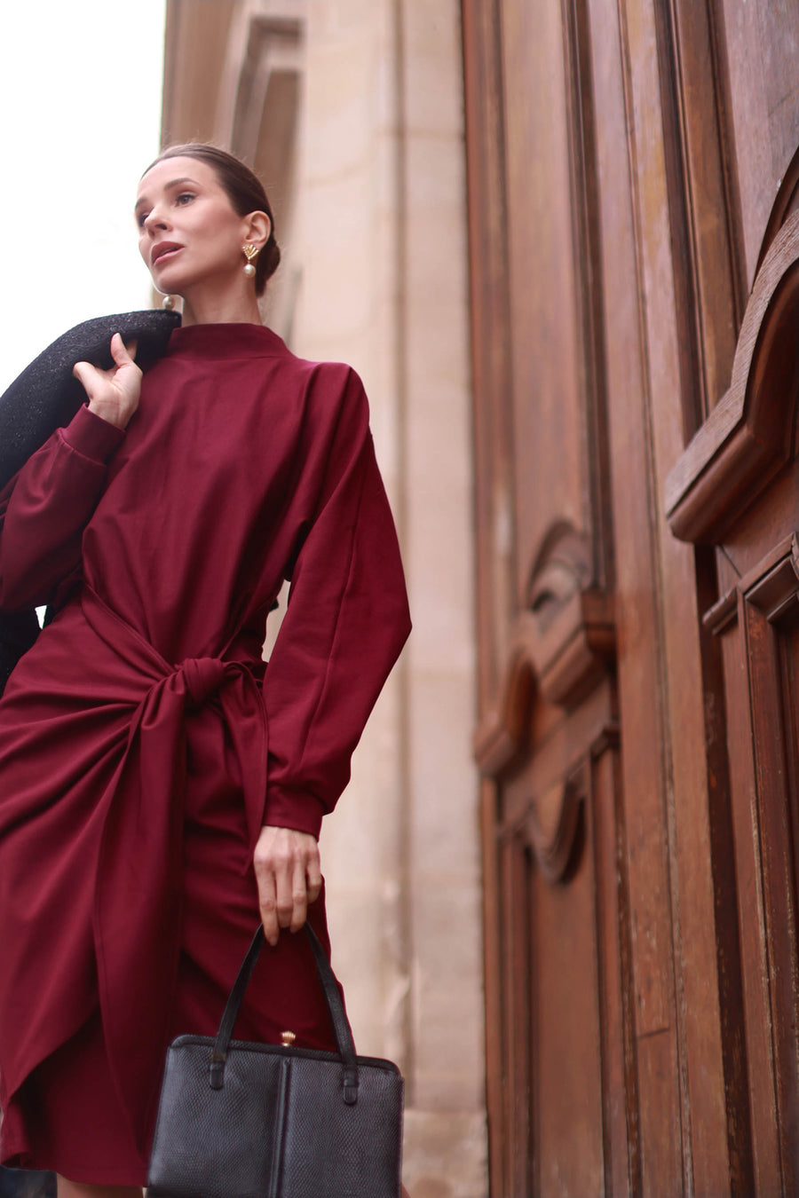 Burgundy Classic Wrap Dress