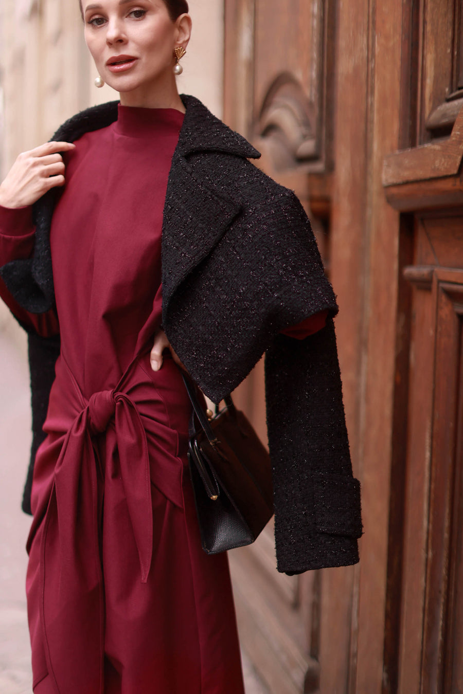 Burgundy Classic Wrap Dress