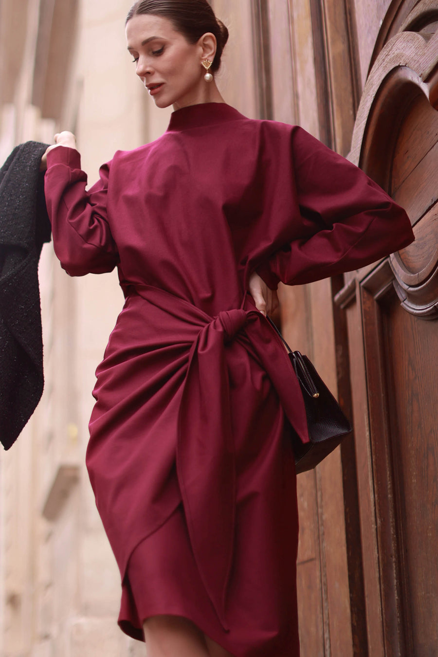 Burgundy Classic Wrap Dress