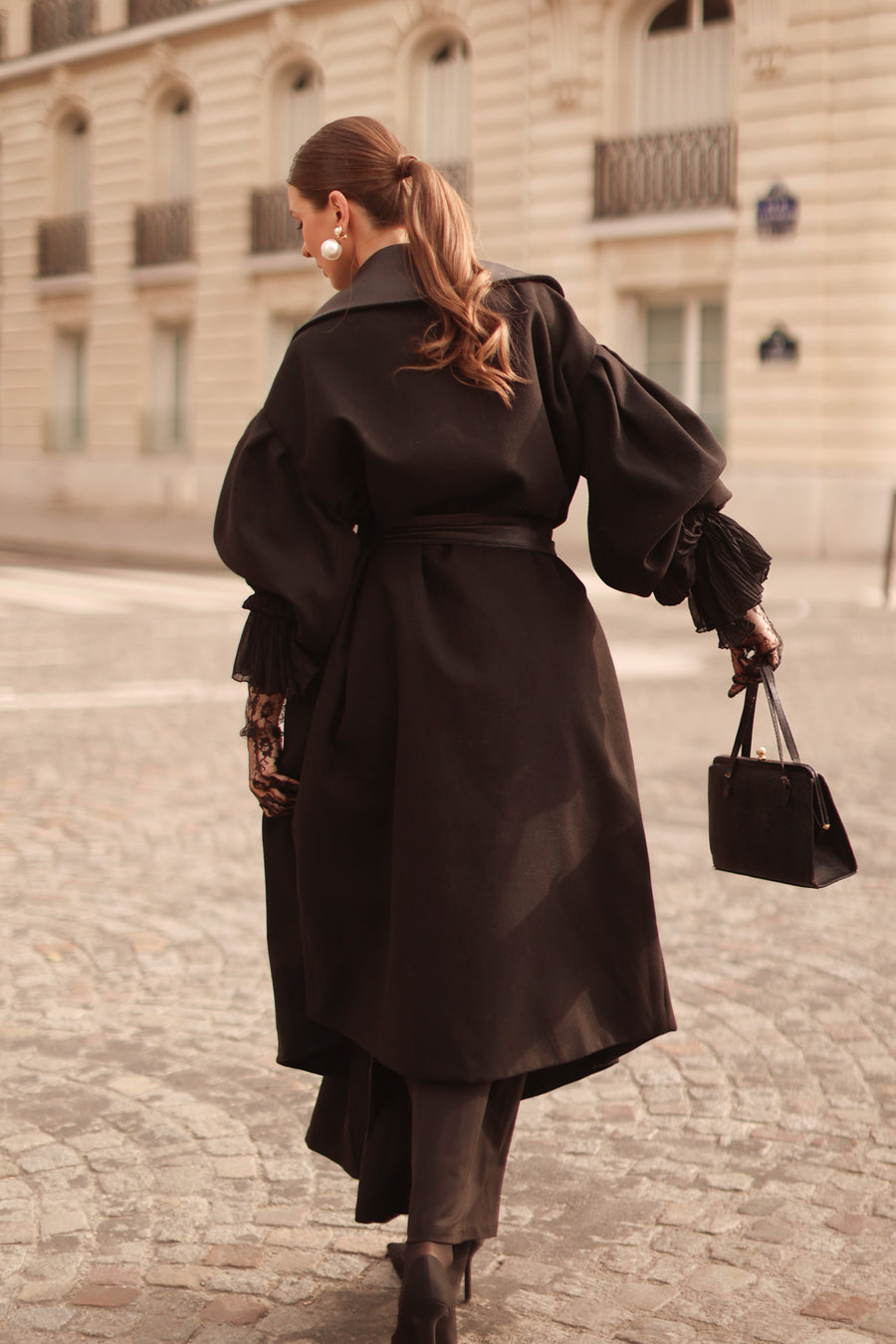 Black Cascade Coat