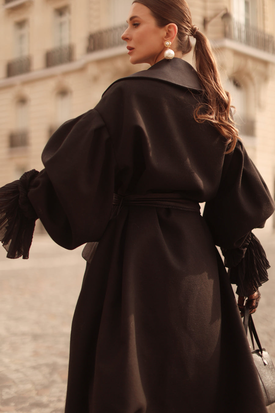 Black Cascade Coat