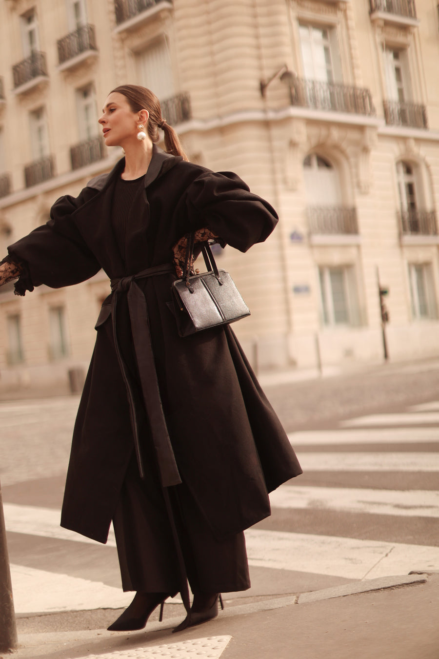 Black Cascade Coat