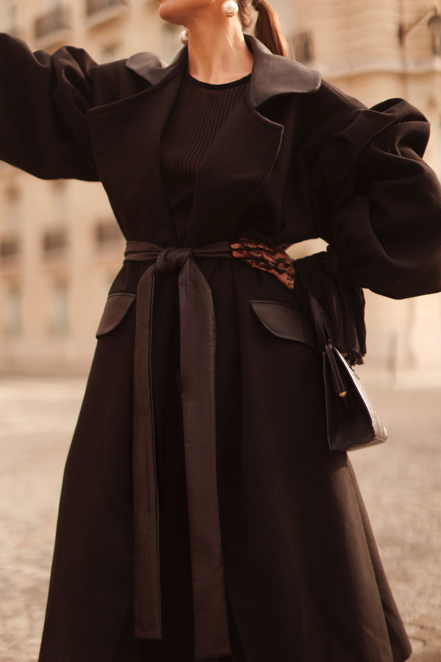 Black Cascade Coat