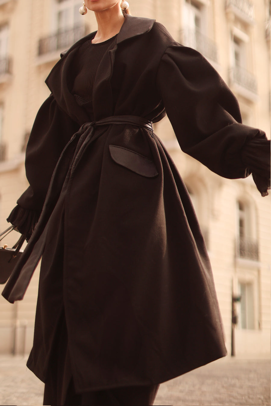 Black Cascade Coat