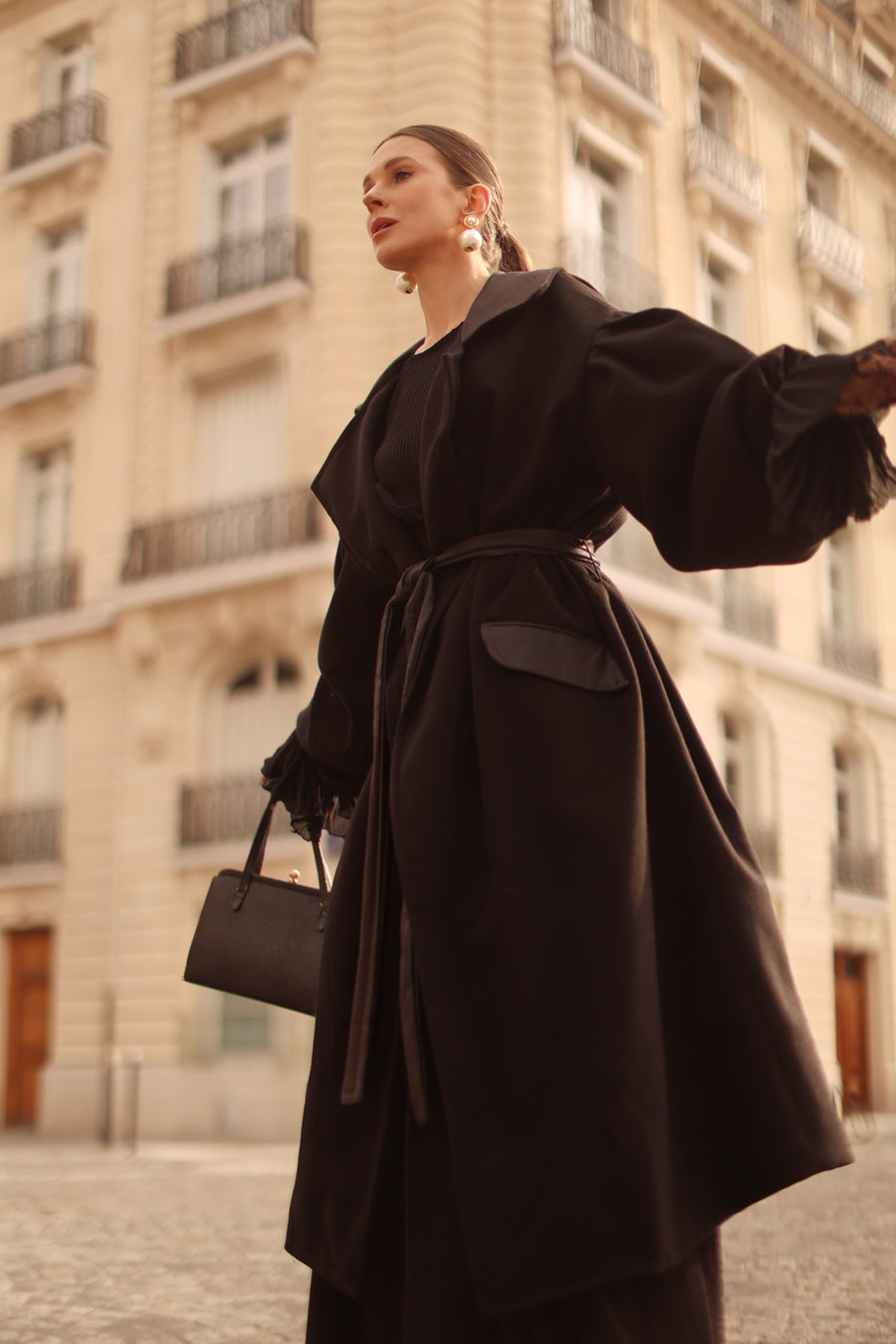 Black Cascade Coat