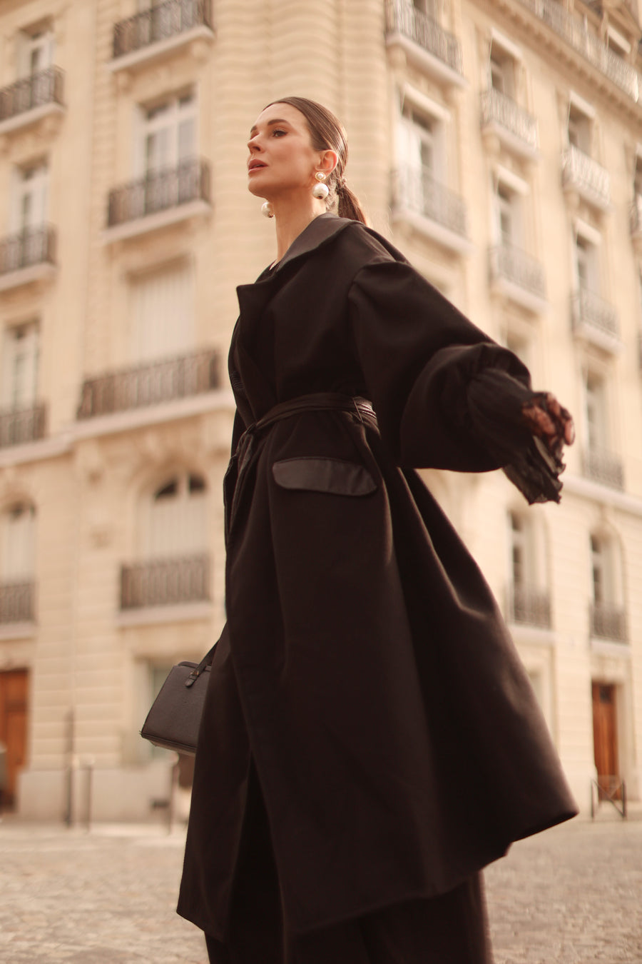 Black Cascade Coat