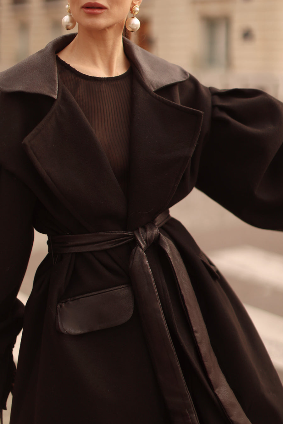 Black Cascade Coat