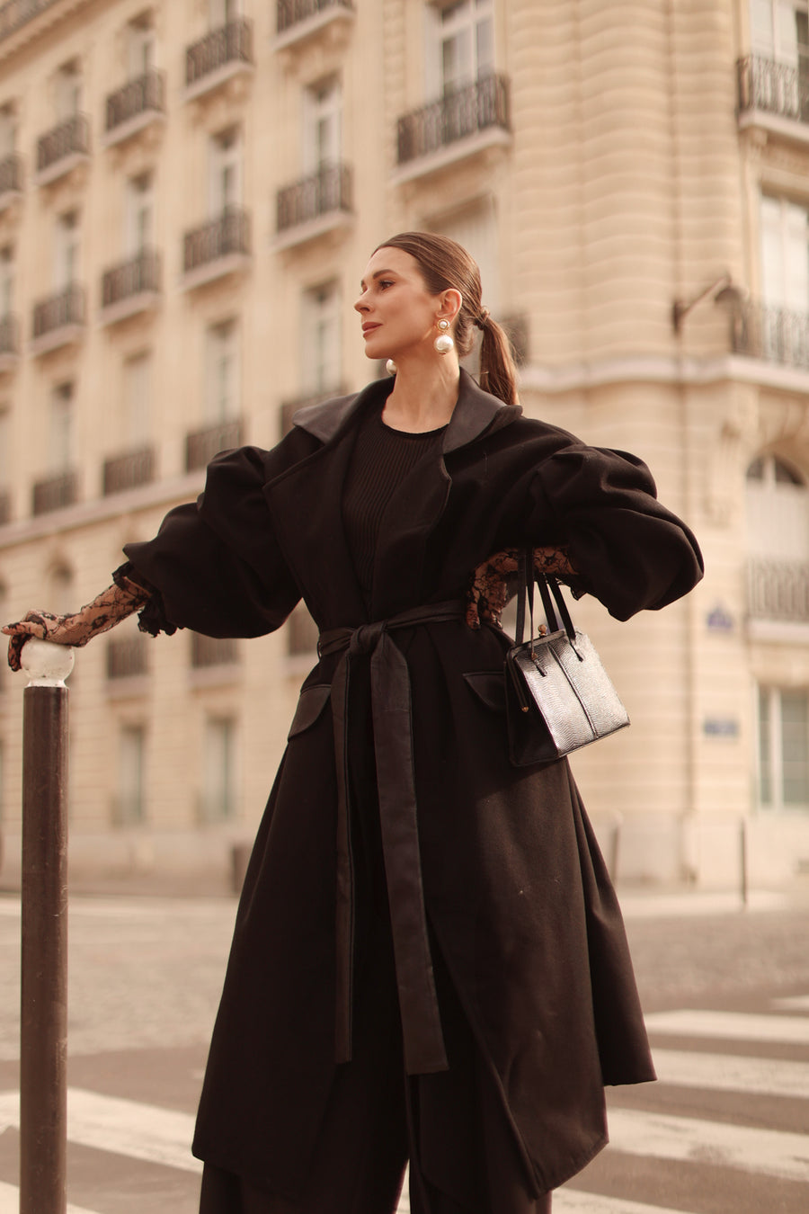 Black Cascade Coat