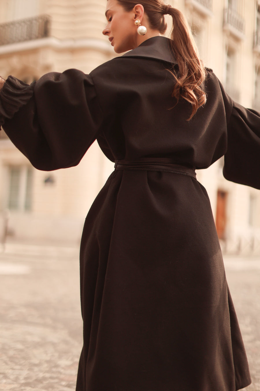 Black Cascade Coat