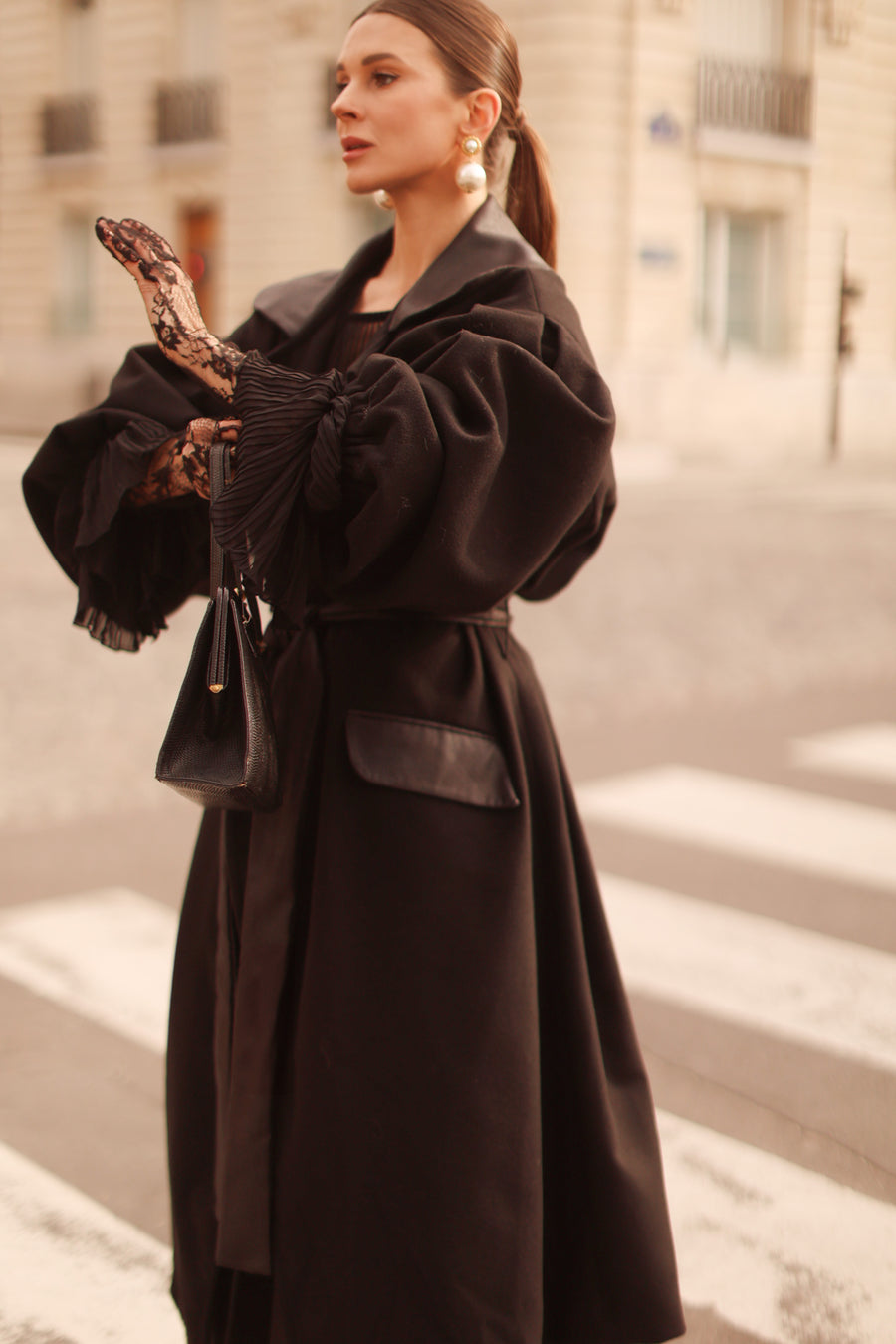 Black Cascade Coat