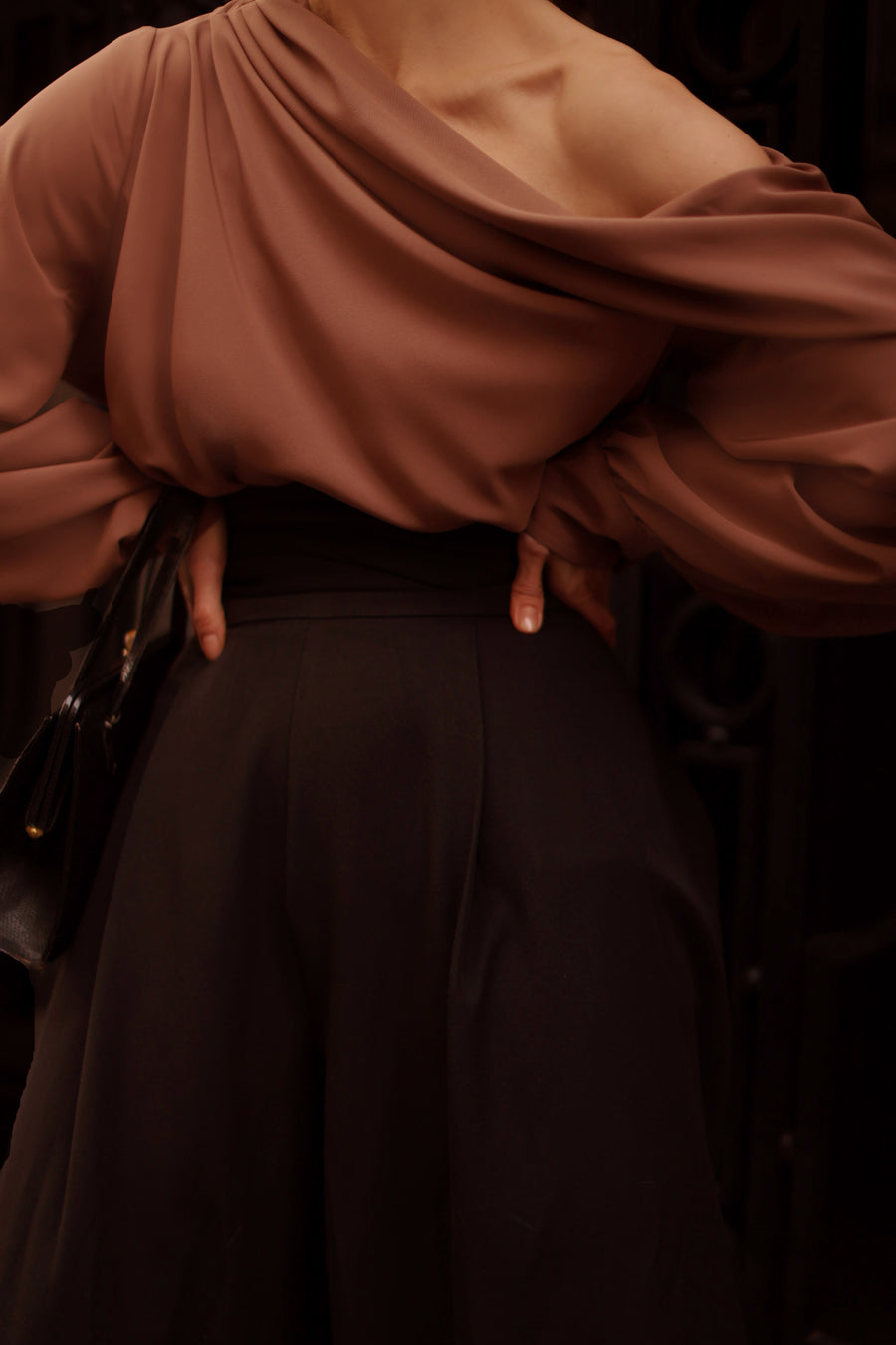 Brown Draped Blouse