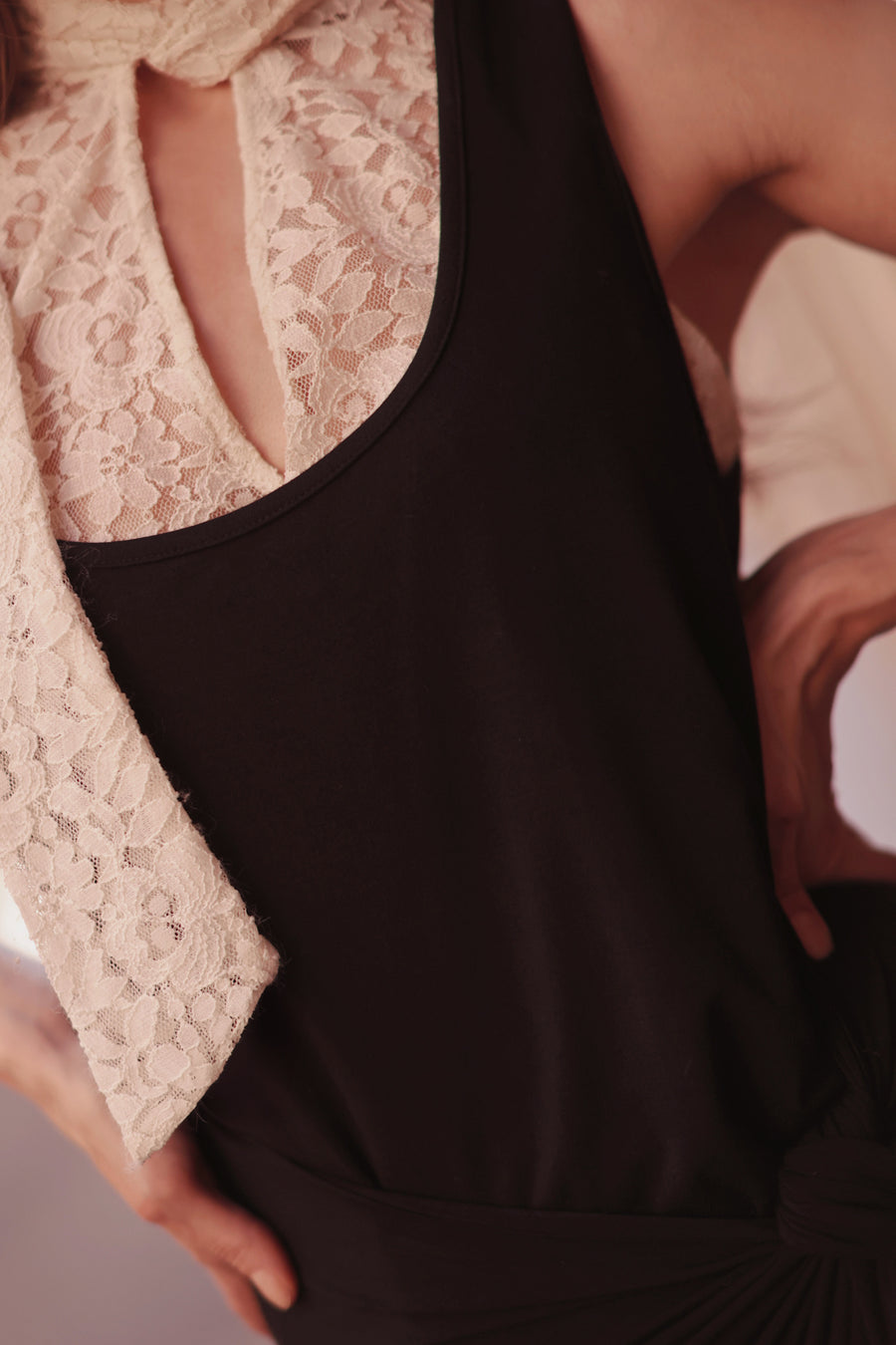 Black Sleeveless Wrap Dress