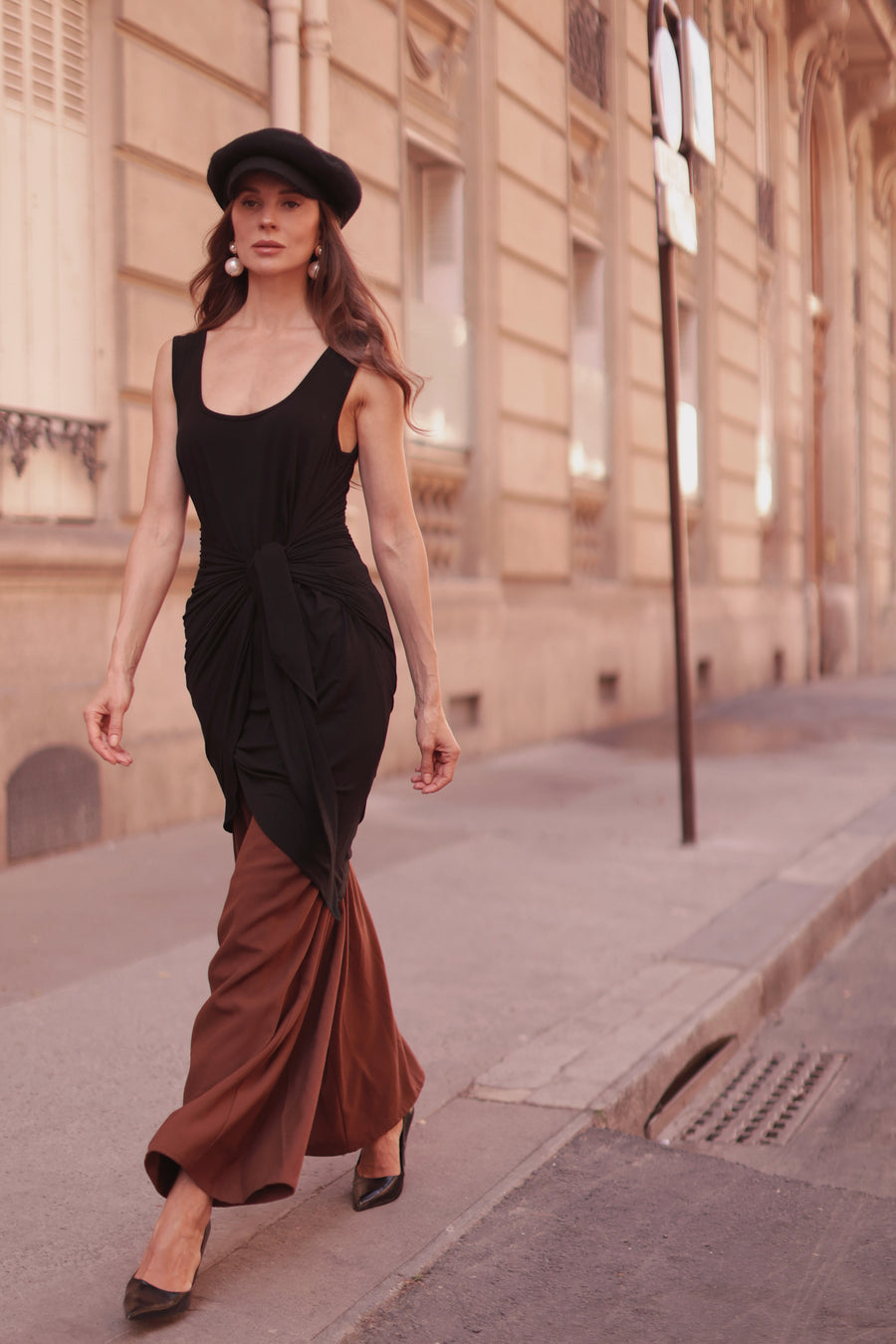 Black Sleeveless Wrap Dress