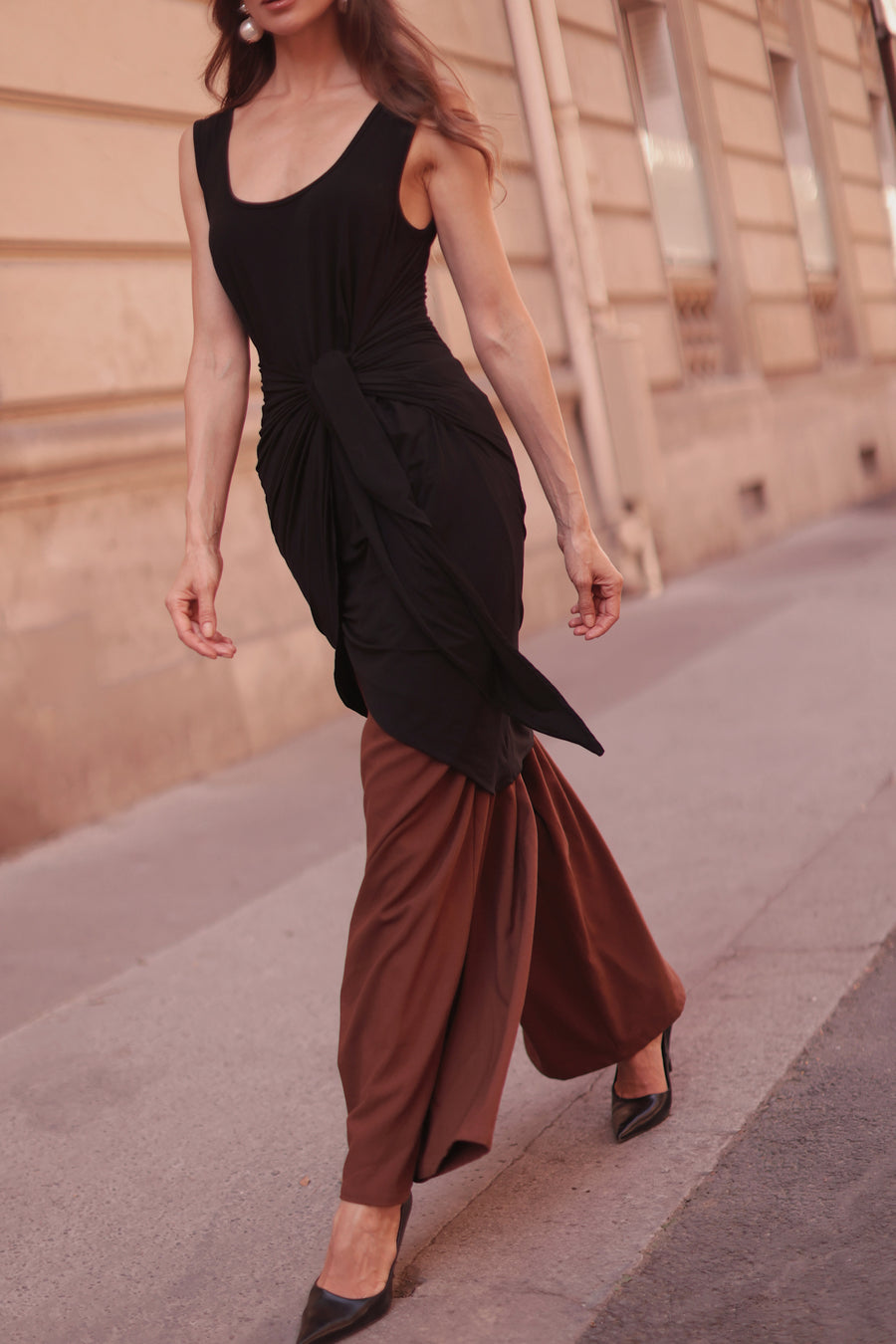 Black Sleeveless Wrap Dress