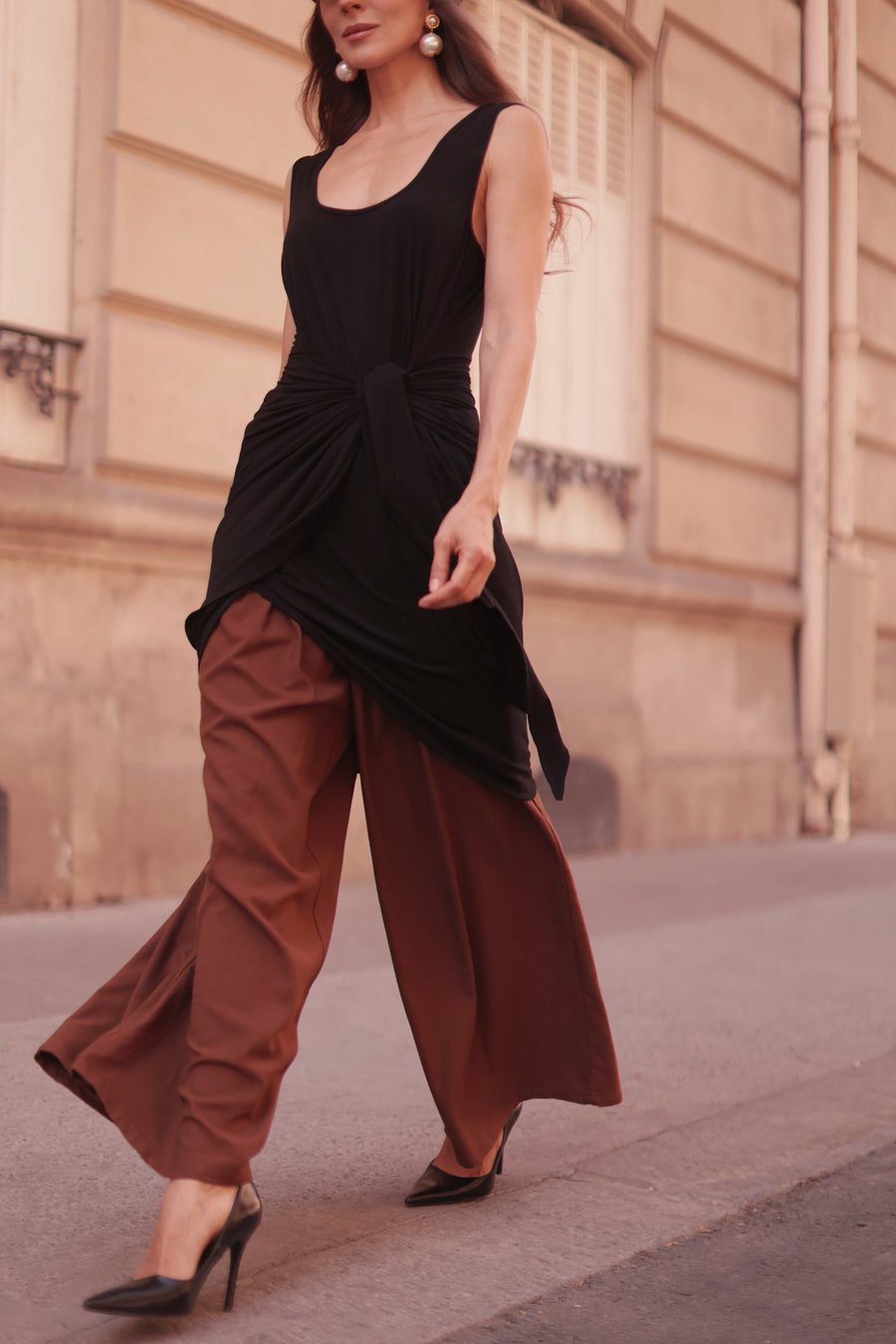 Black Sleeveless Wrap Dress