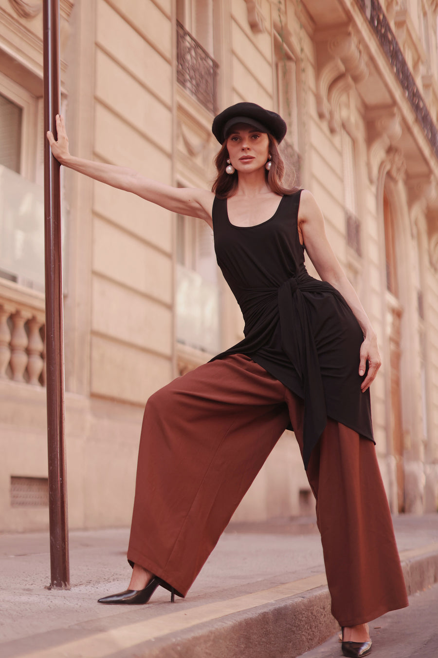 Black Sleeveless Wrap Dress