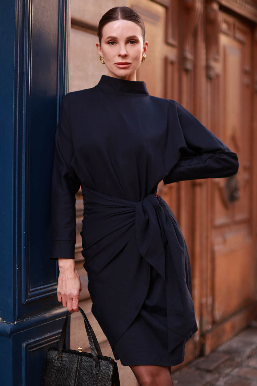 Classic Navy Wrap Dress