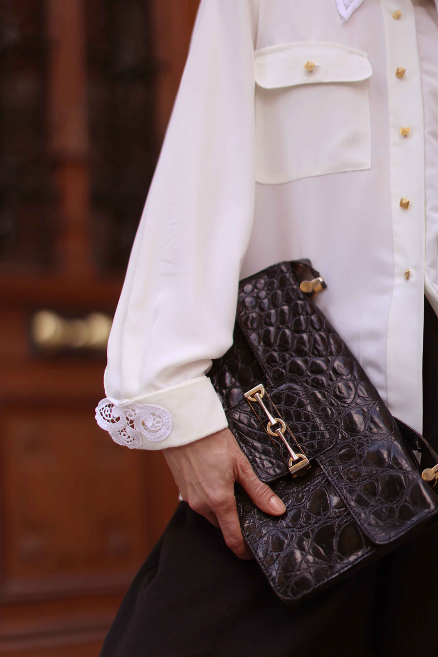 White Lace & Gold Blouse