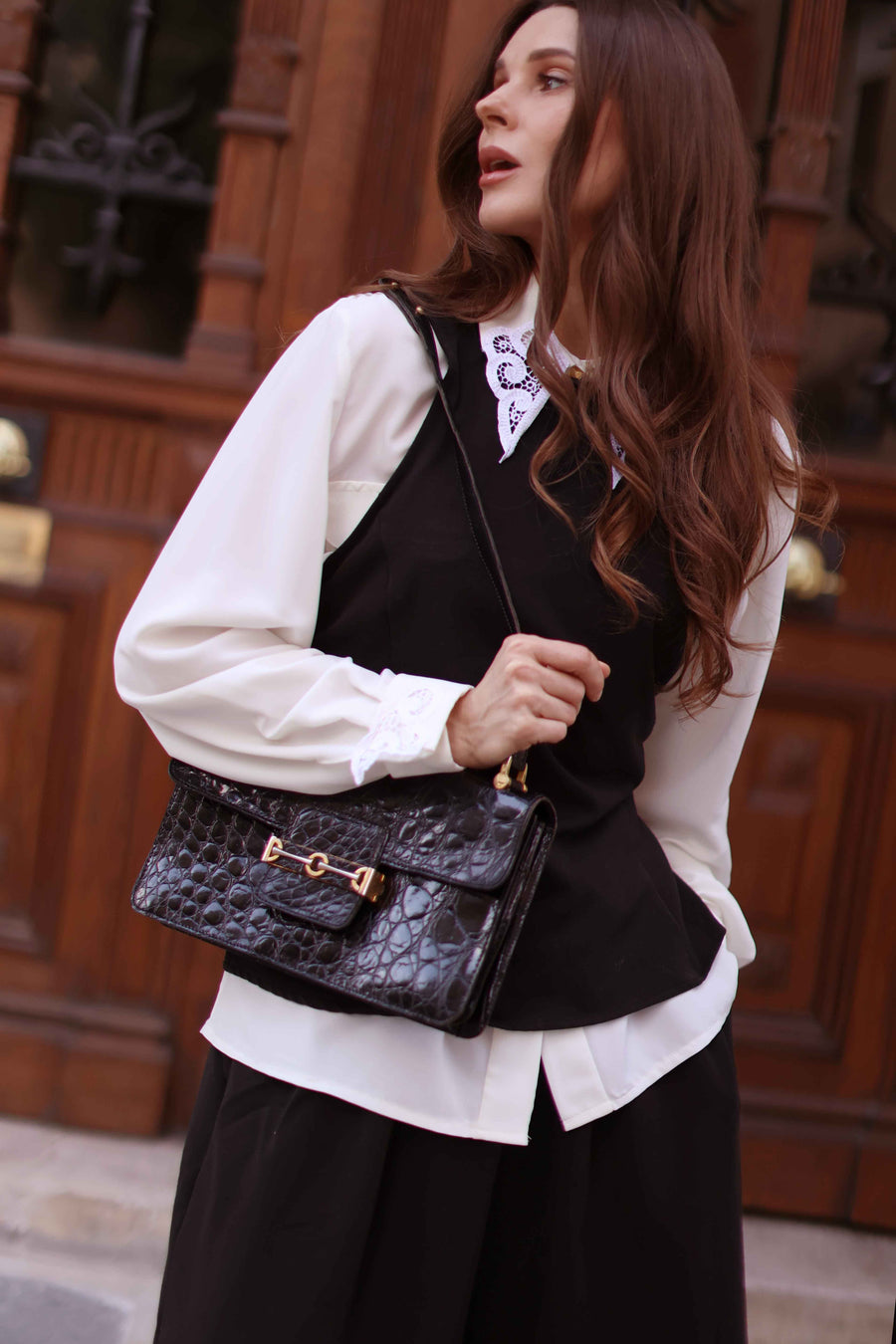 White Lace & Gold Blouse