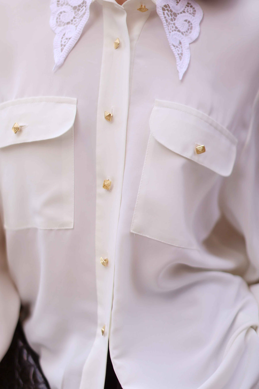White Lace & Gold Blouse