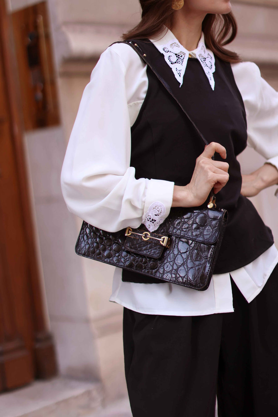White Lace & Gold Blouse