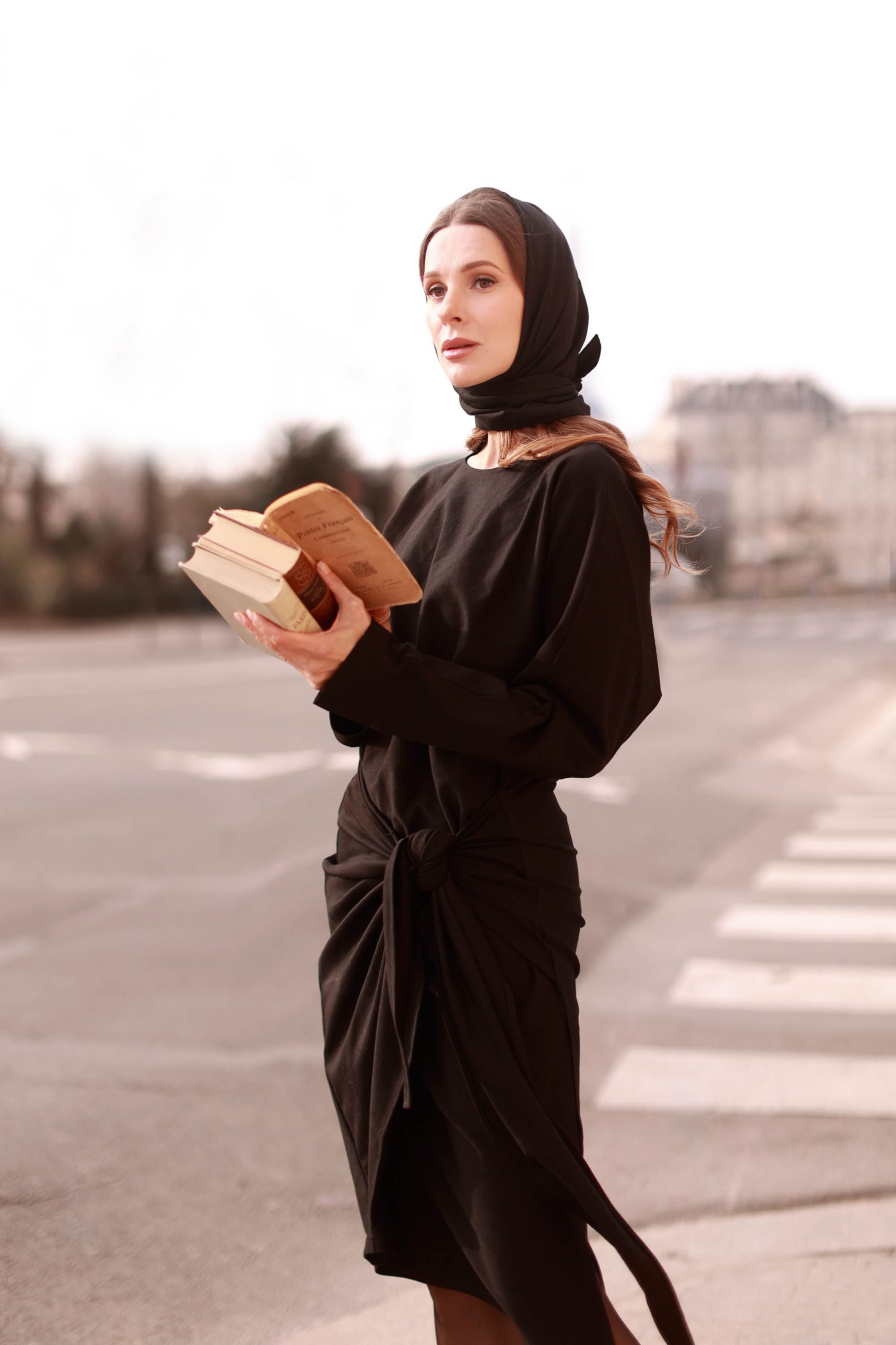 Classic Round Neck Black Wrap Dress – Audrey Leighton Paris