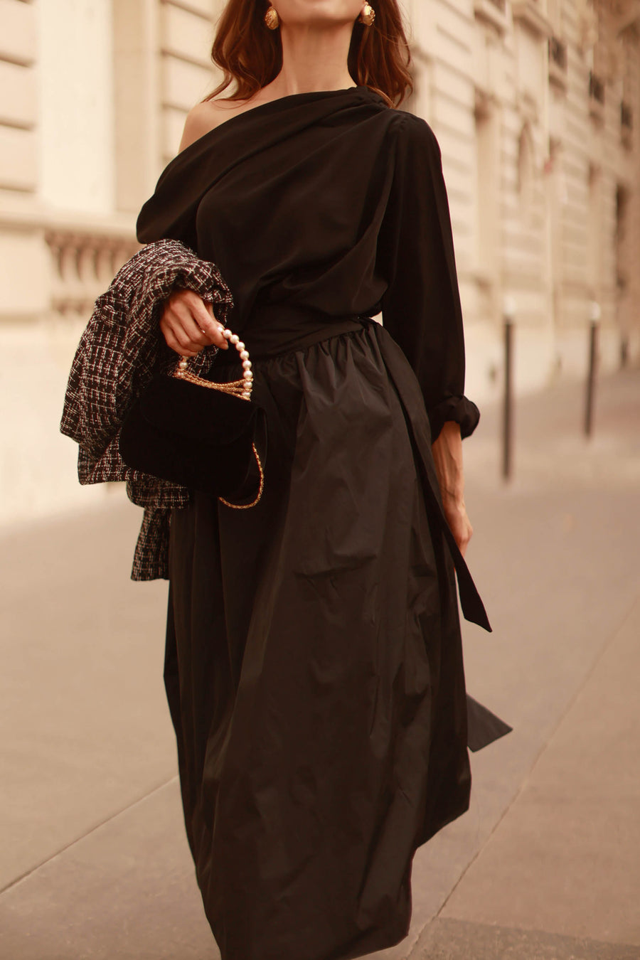 Black Draped Blouse