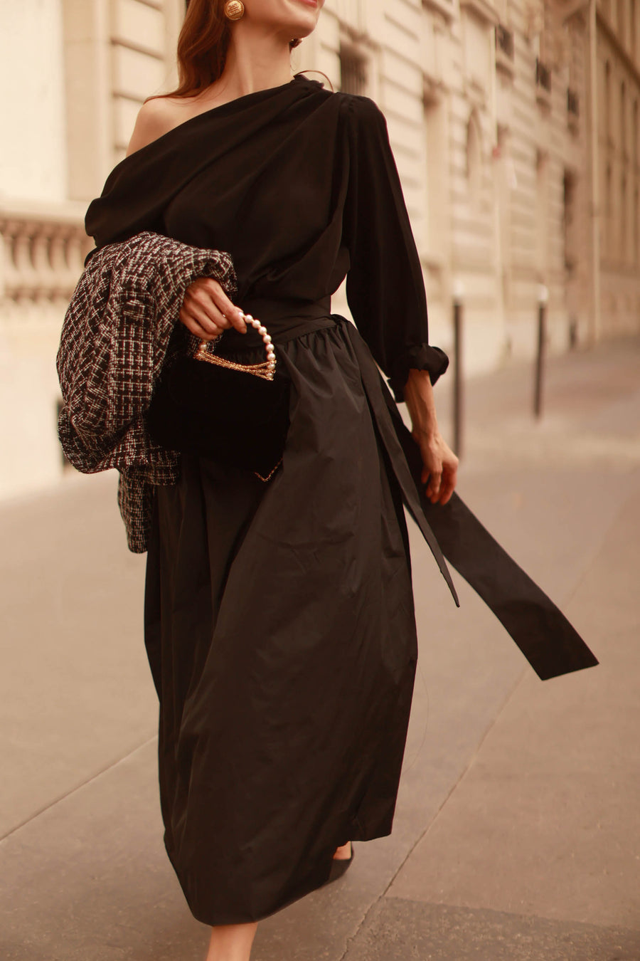 Black Draped Blouse