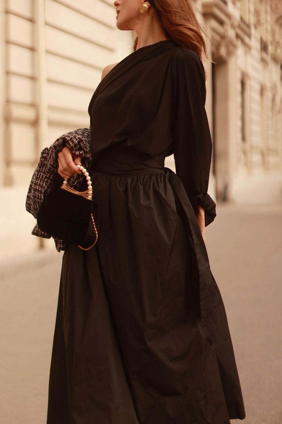 Black Draped Blouse