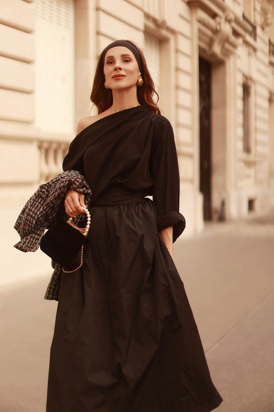 Black Draped Blouse