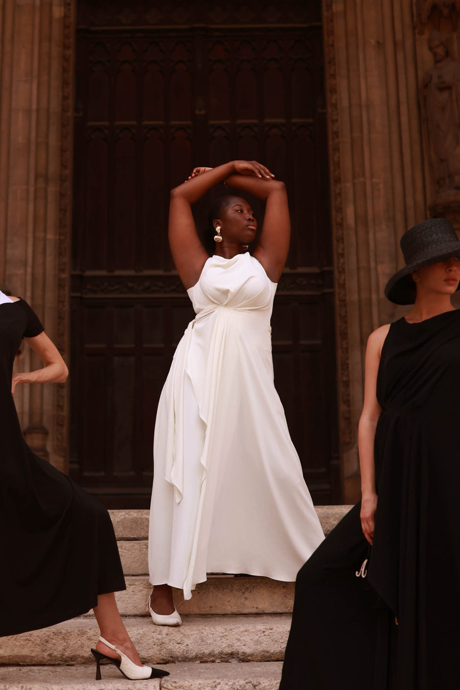 White Draped Dress