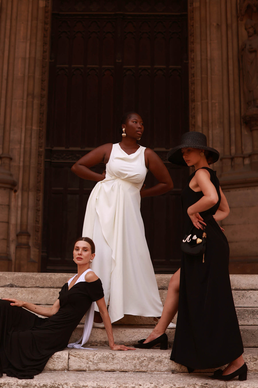 White Draped Dress