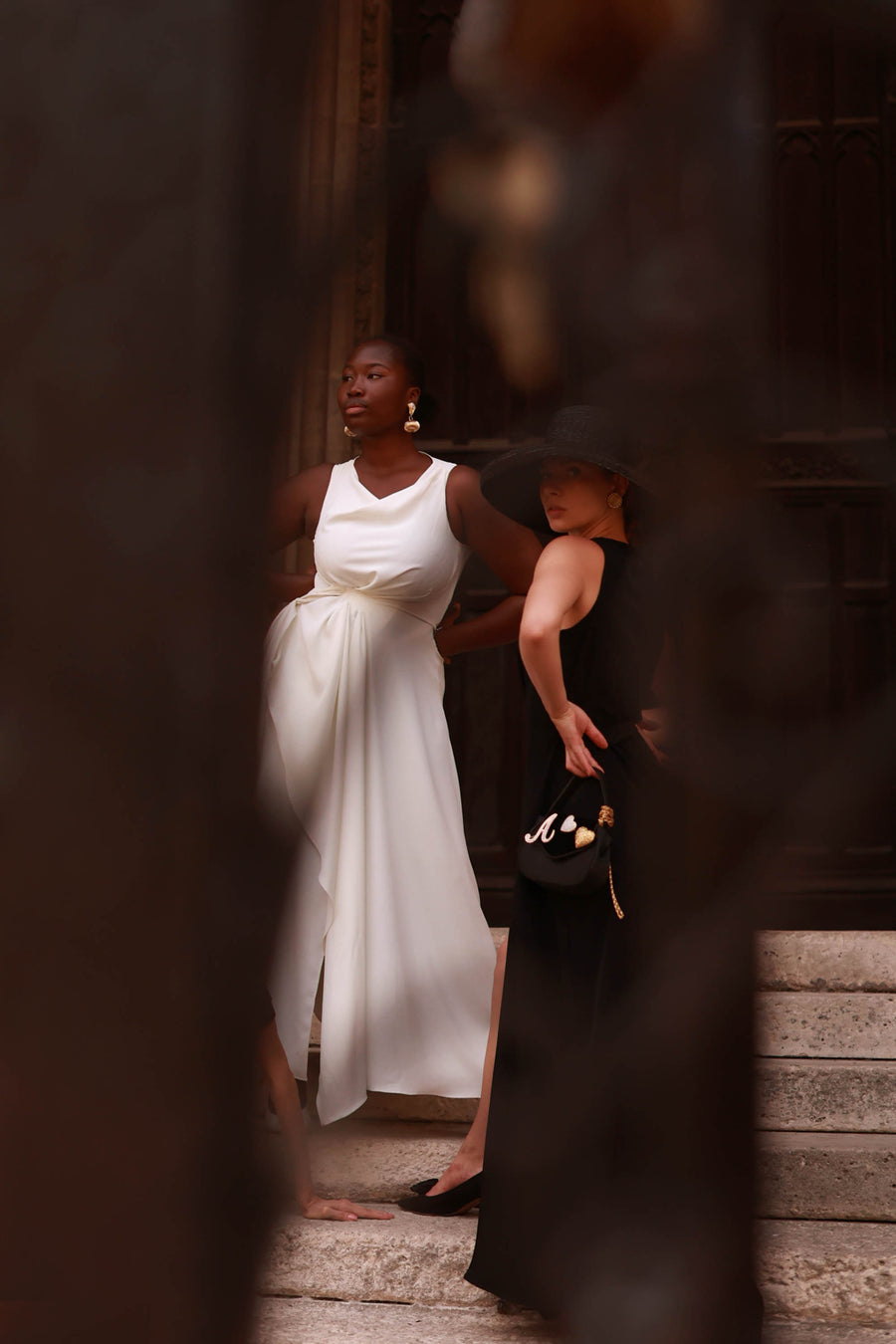 White Draped Dress