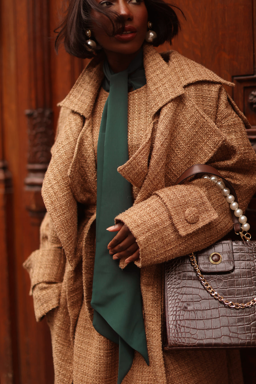 Camel Tweed French Trench