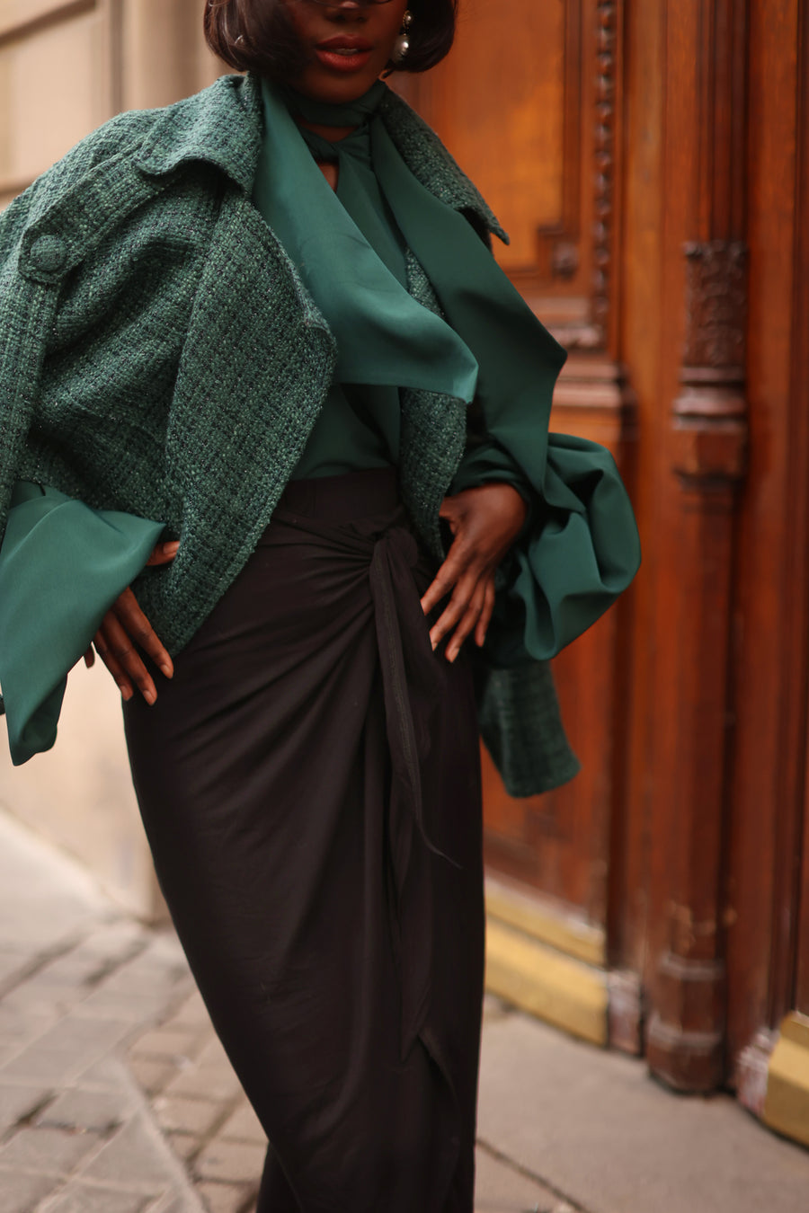 Black Midi Wrap Skirt