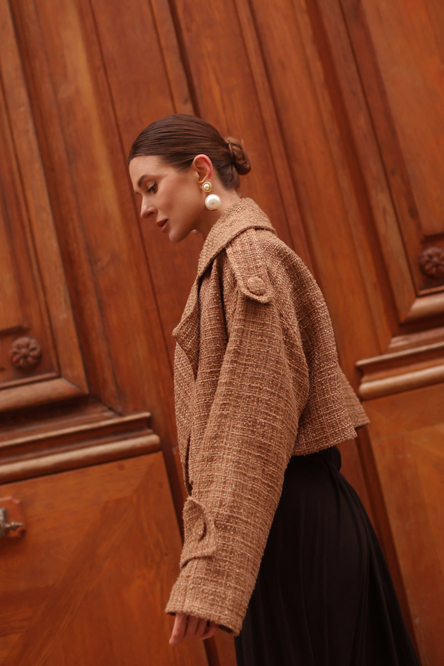 Camel Tweed Boxy Jacket