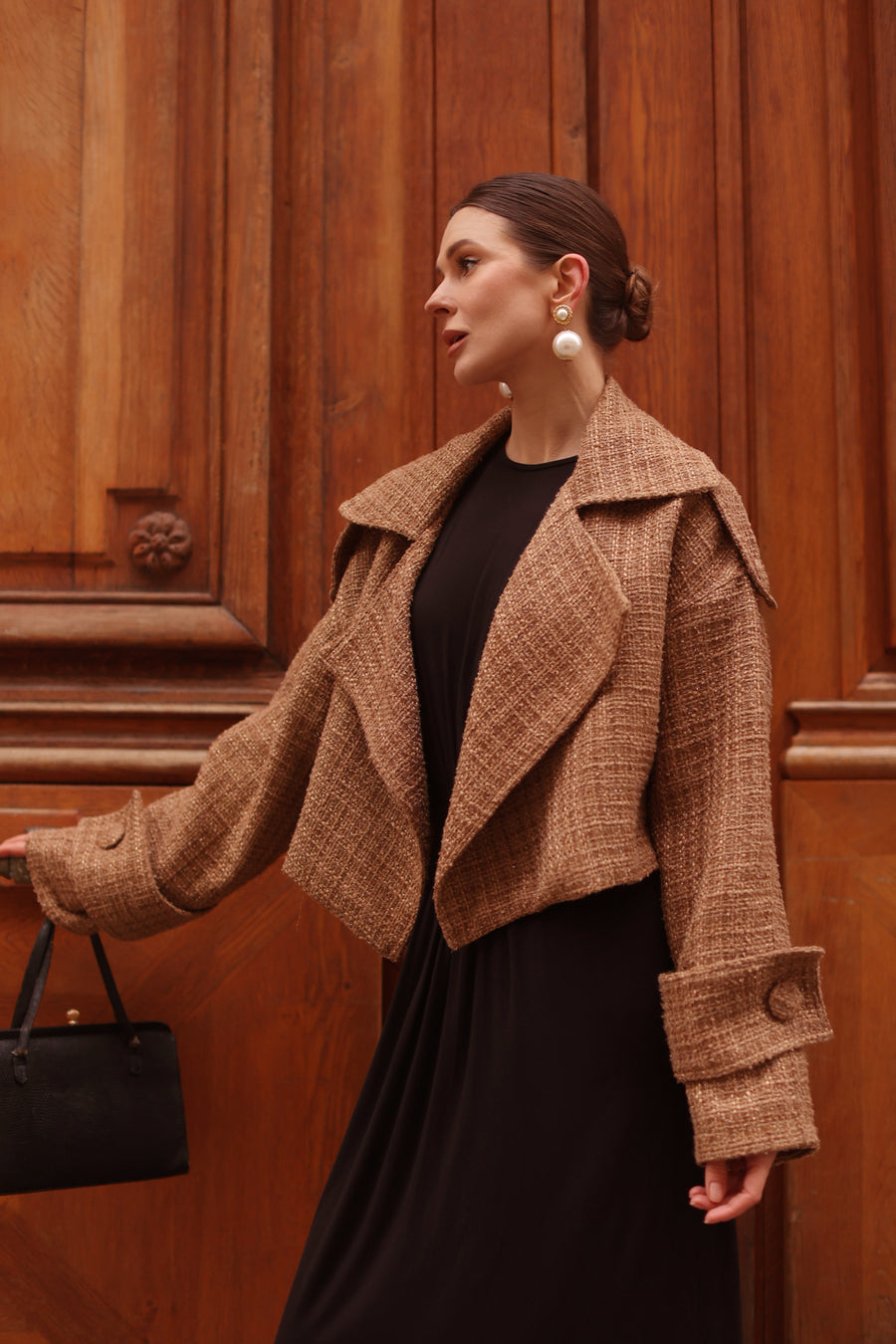 Camel Tweed Boxy Jacket