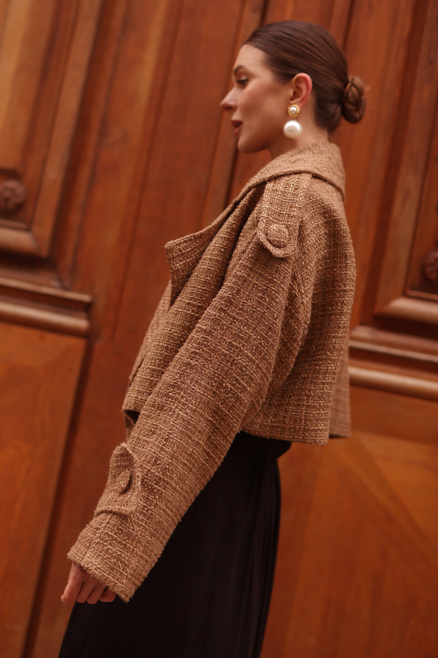 Camel Tweed Boxy Jacket