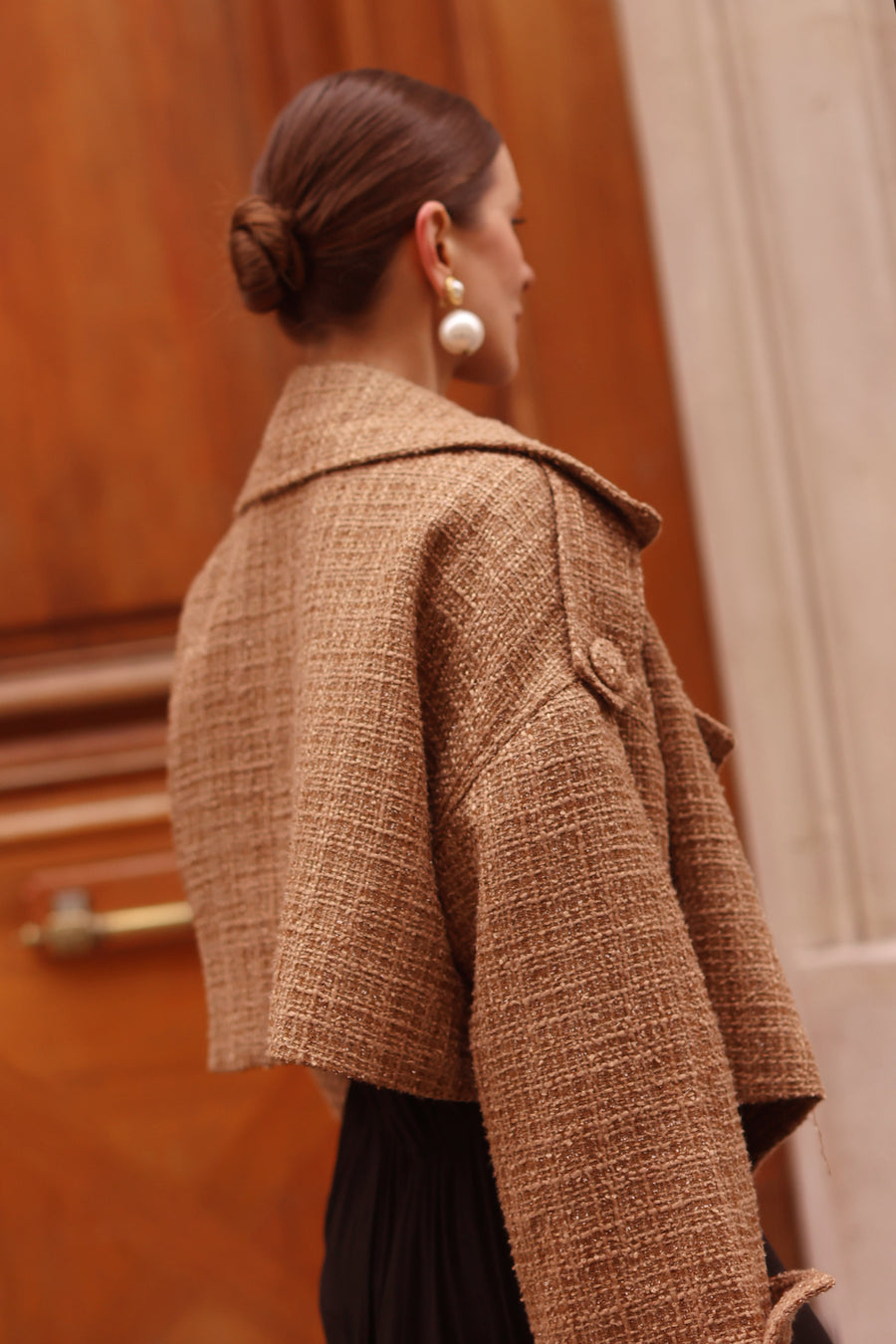 Camel Tweed Boxy Jacket