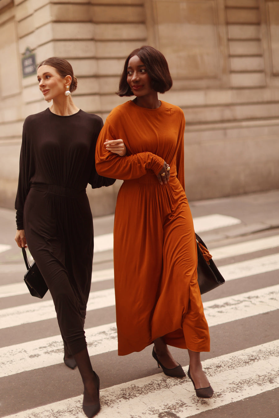 Black Cotton Draped Dress