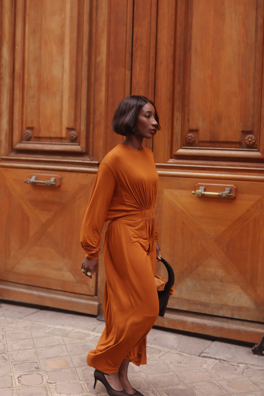 Terracotta Cotton Draped Dress