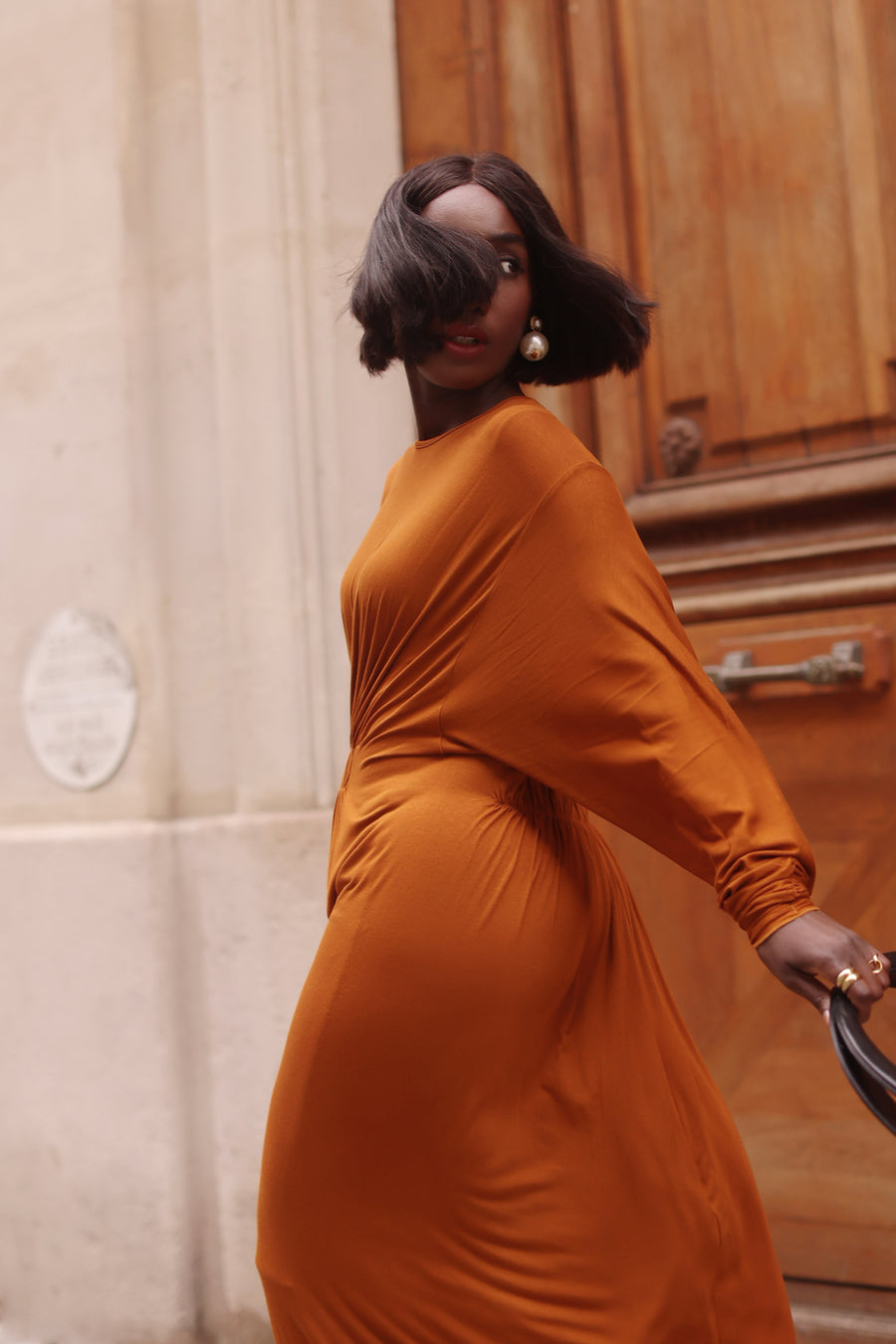 Terracotta Cotton Draped Dress