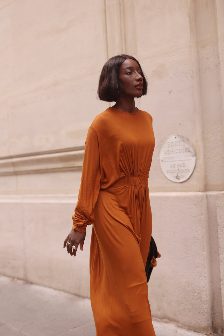 Terracotta Cotton Draped Dress