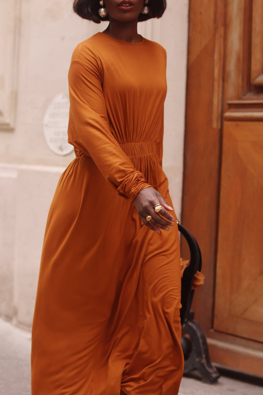 Terracotta Cotton Draped Dress