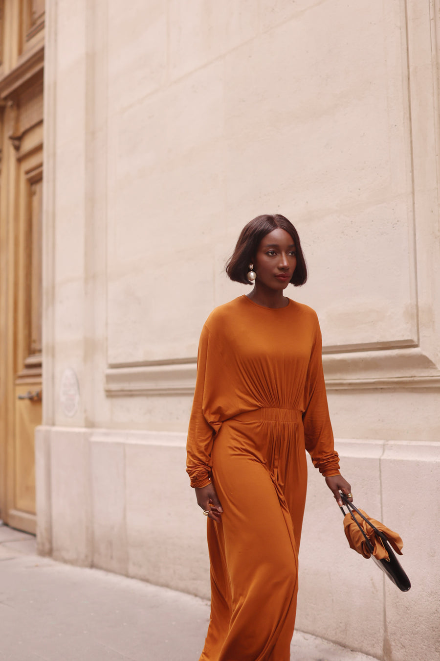 Terracotta Cotton Draped Dress