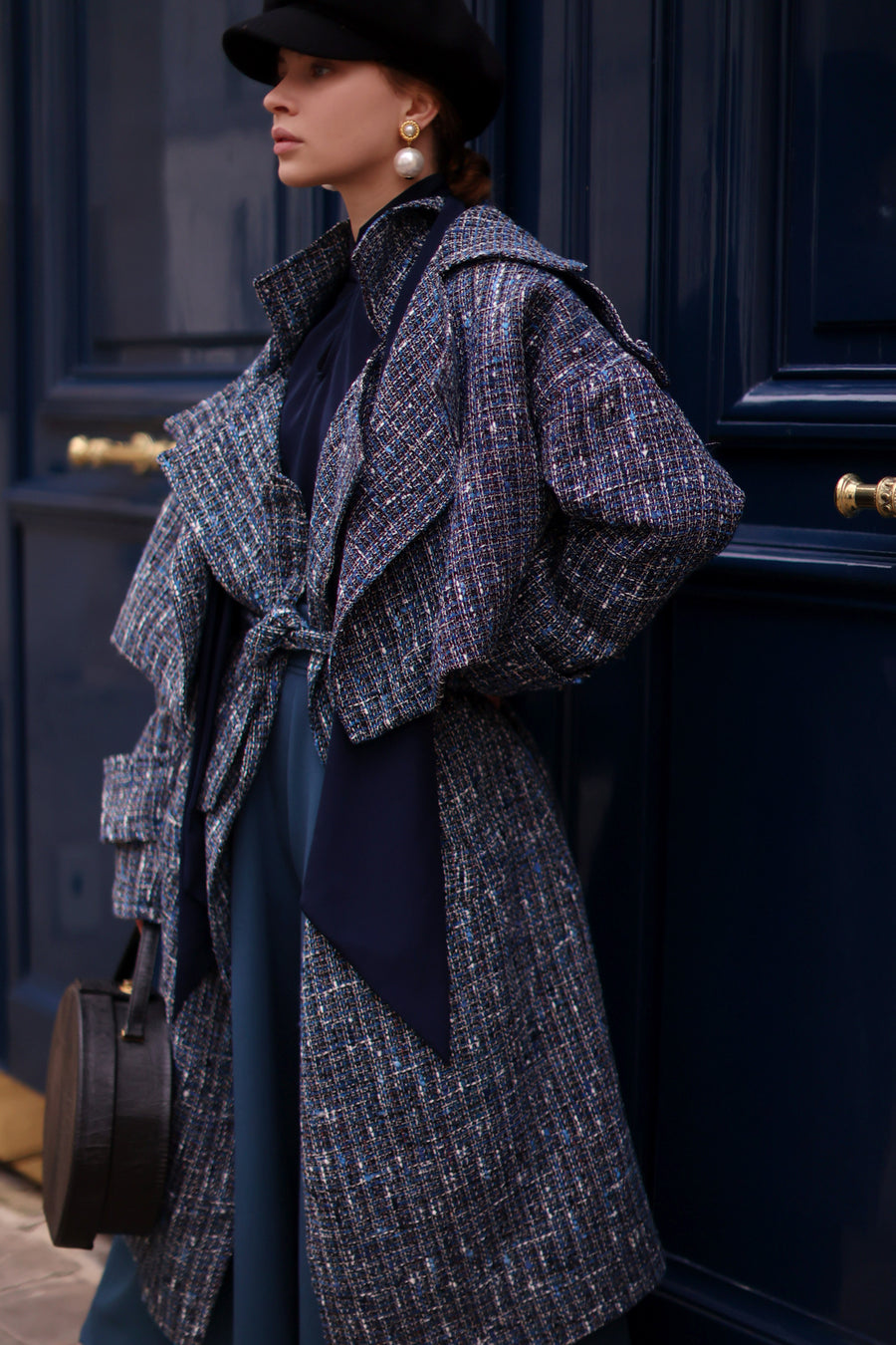 Blue Tweed French Trench