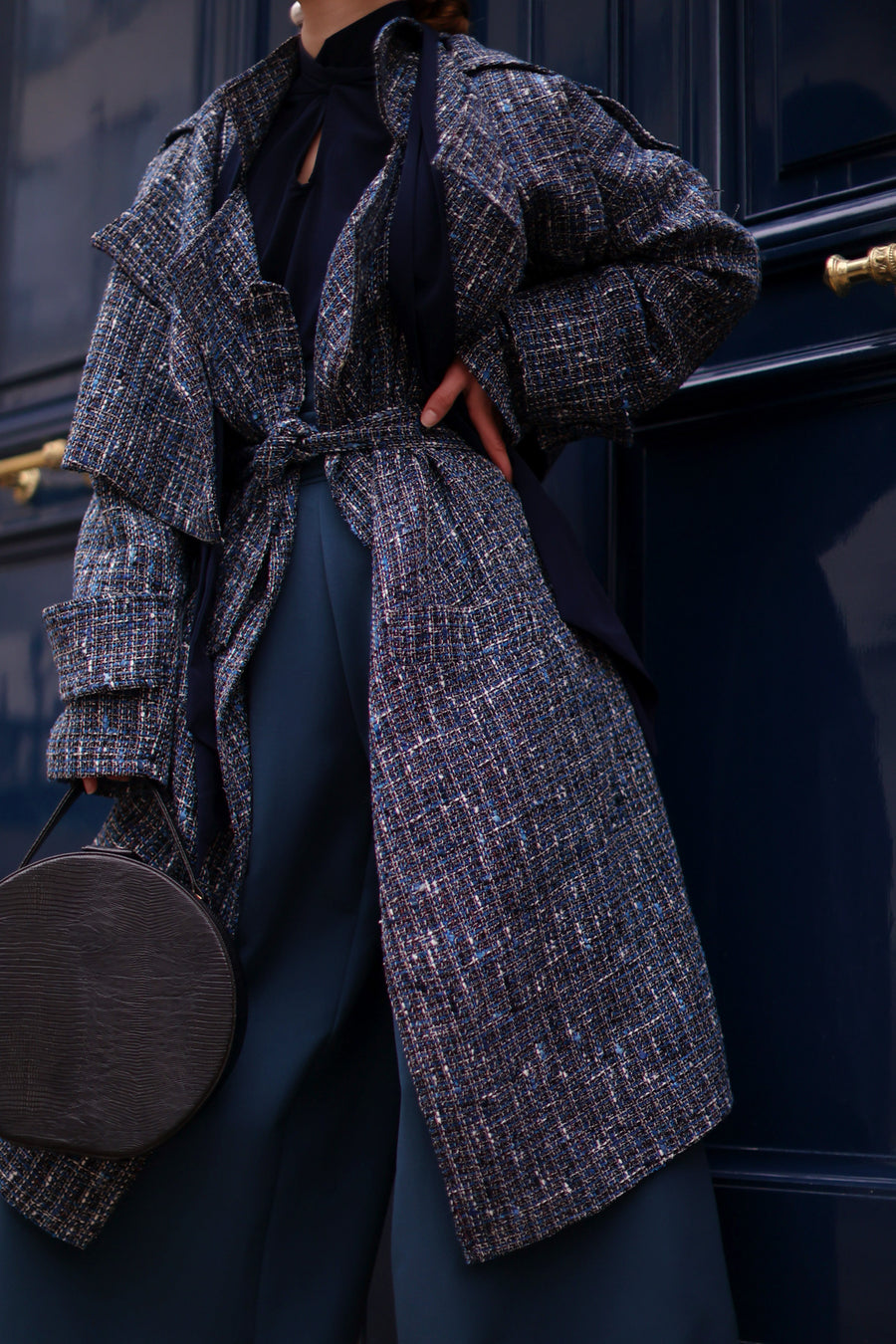 Blue Tweed French Trench