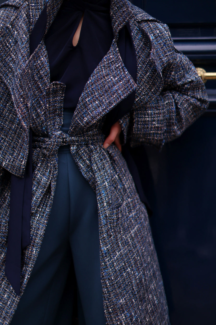 Blue Tweed French Trench